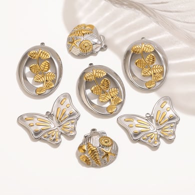 1 Stück Luxuriöse Serie Schmetterling Edelstahl Damen Anhänger h5 Bild2