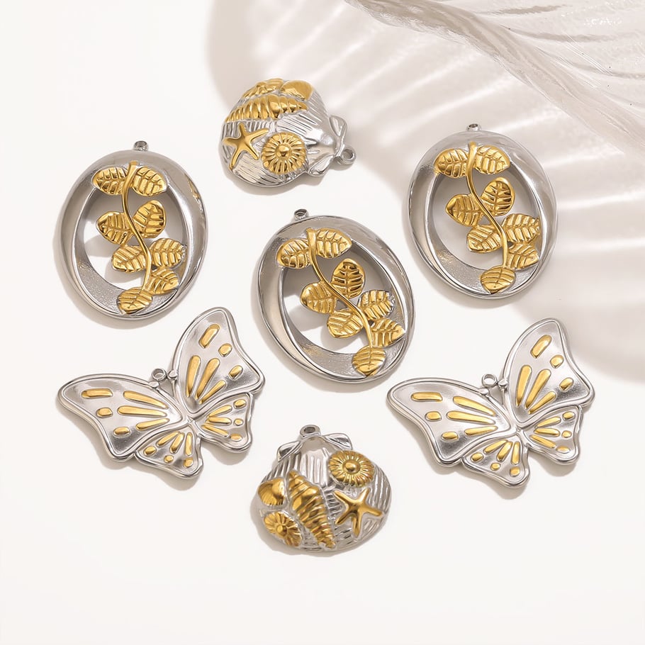 1 Stück Luxuriöse Serie Schmetterling Edelstahl Damen Anhänger Bild2