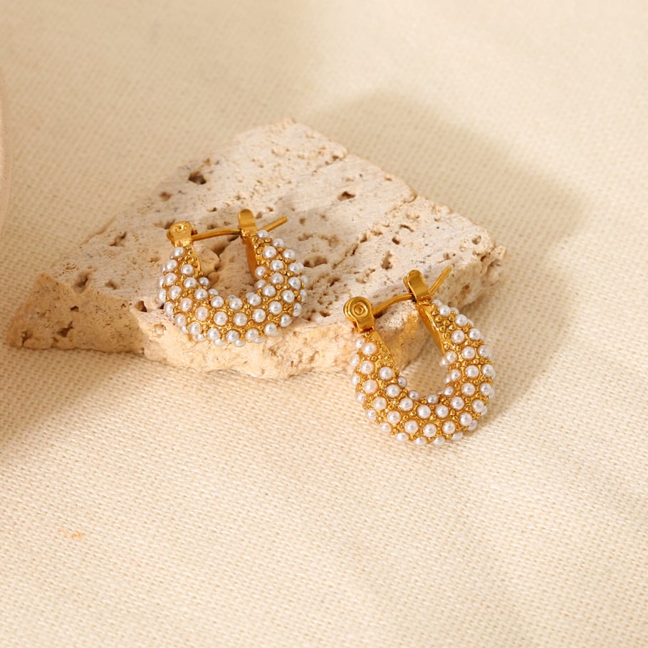 Pendientes elegantes de acero inoxidable para mujer de la serie Luxury Imagen4