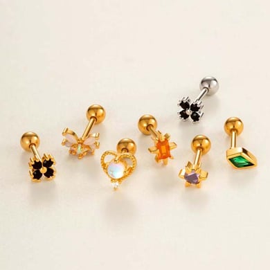 1 Piece Heart Shape Copper Gold Color Zircon Women's Piercings Earrings h5 Picture4