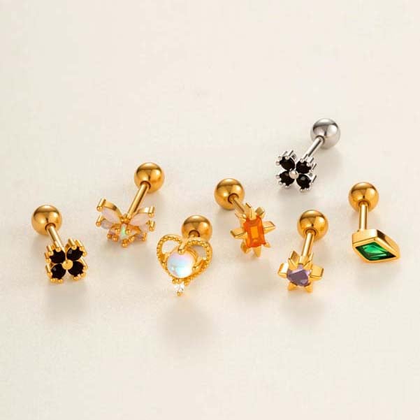 1 Piece Heart Shape Copper Gold Color Zircon Women's Piercings Earrings Picture4