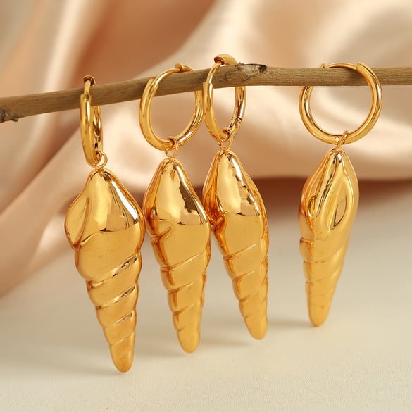1 Pair Stainless Steel Gold Color Drop Earrings 2