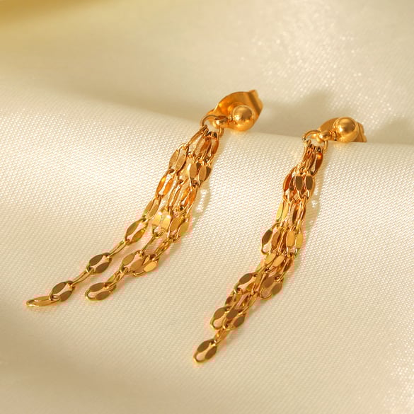 Simple Tassel Stainless Steel   Gold Color  Women's Dangle Earrings 2