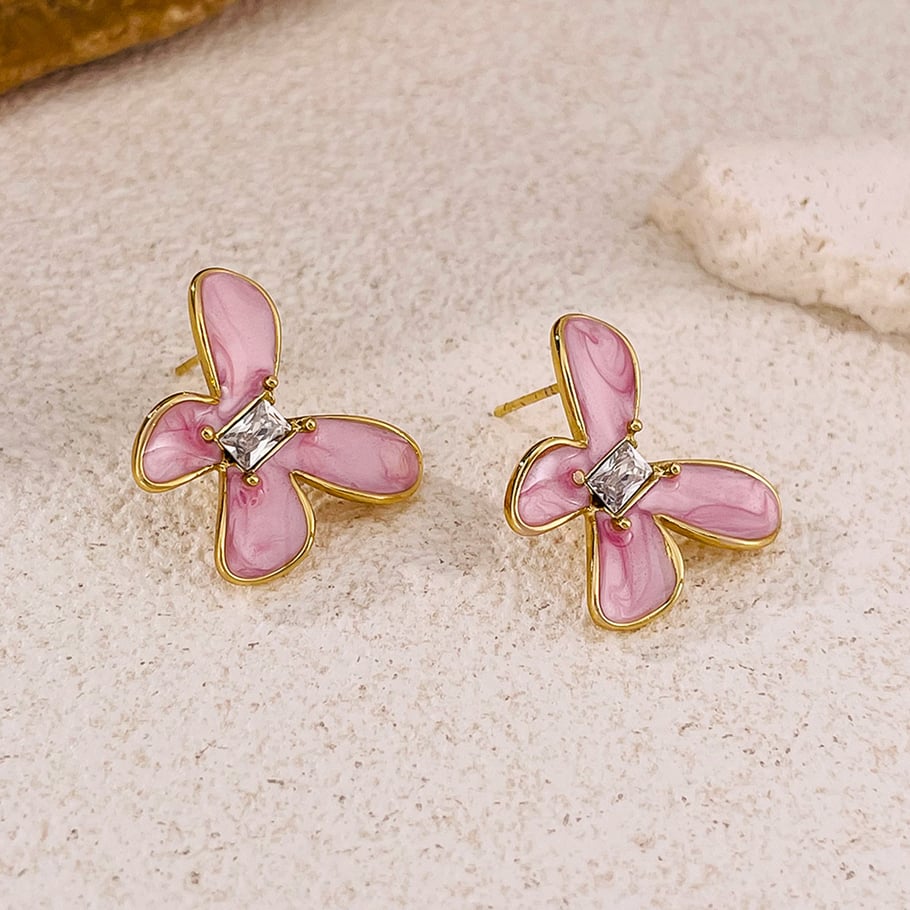 1 paire de boucles d&#39;oreilles à tige en acier inoxydable couleur or pour femme, série Simple, motif animal quotidien Image3