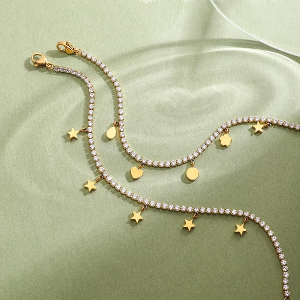 1 Piece Shining Star Stainless Steel Gold Color Women's Pendant Necklaces 2