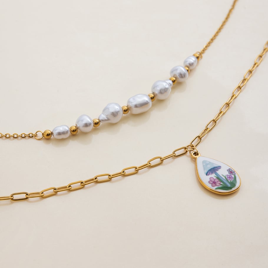 Collier avec pendentif goutte d&#39;eau en acier inoxydable doré pour femme, 1 pièce Image7