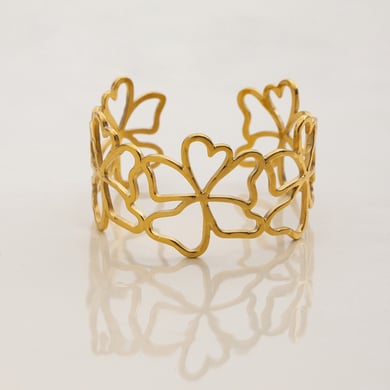 1 Piece Romantic Series Sweet Flower Stainless Steel Gold Color Women's Bangles h5 Picture5