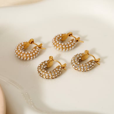 Pendientes elegantes de acero inoxidable para mujer de la serie Luxury h5 Imagen3