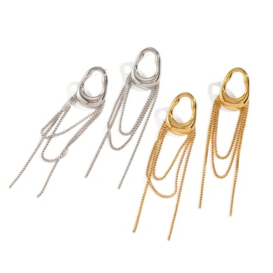1 paio di orecchini pendenti con nappe color oro h5 Immagine4