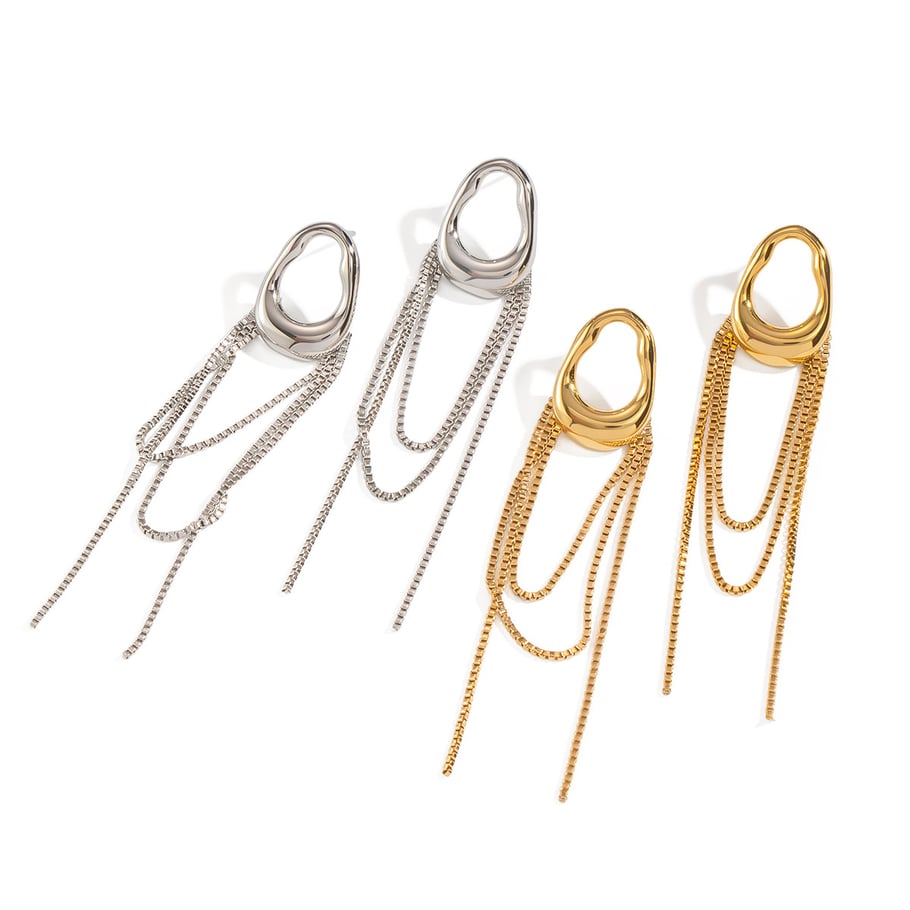 1 paio di orecchini pendenti con nappe color oro Immagine4