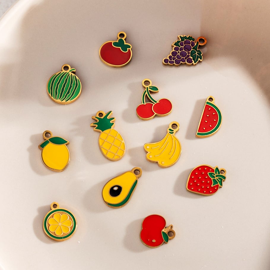 1 stuk schattige fruitroestvrijstalen goudkleurige DIY-hangers Afbeelding2