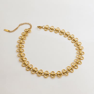 1 paire de colliers à chaîne en acier inoxydable doré pour femme, design original, motif trèfle h5 Image5