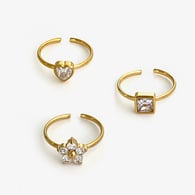 Set di tre pezzi con strass quadrati a forma di cuore bianco Immagine8
