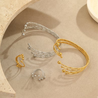Set espositore per braccialetti geometrici giornalieri in acciaio inossidabile, serie semplice, 1 pezzo h5 Immagine2