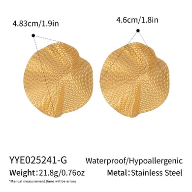 1 paio di orecchini a bottone retrò in acciaio inossidabile color oro h5 