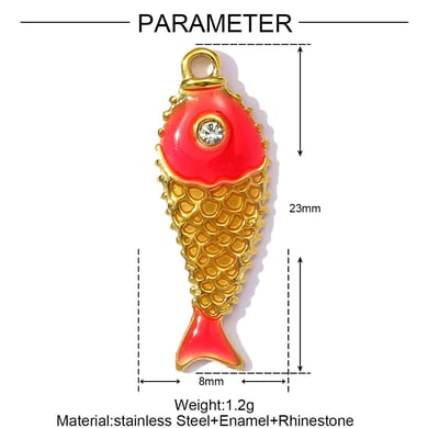 1 Piece Simple Series DIY Fish Stainless Steel Gold Color Women's Pendants h5 Picture2