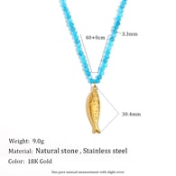 Collier avec pendentif en pierre naturelle et saumon - Or Image3