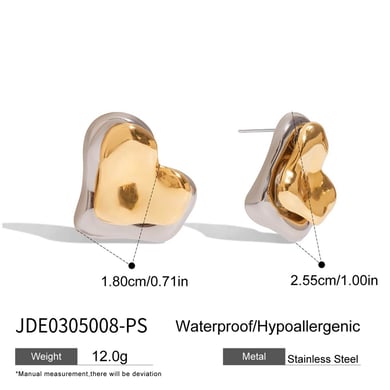 1 Paar einfache Serie Sweet Heart Edelstahl Gold Farbe Damen Ohrstecker h5 Bild2