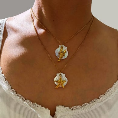 1 collar con colgante de acero inoxidable color dorado h5 Imagen3