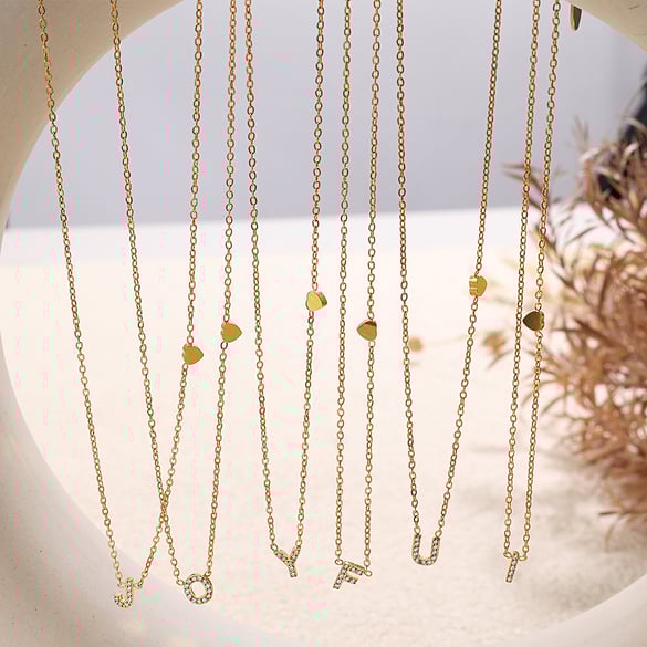 1 Piece Letter Stainless Steel Gold Color Pendant Necklace 2