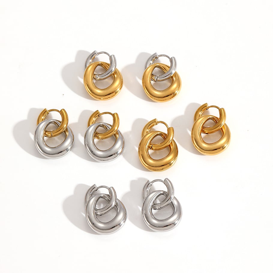 1 par de pendientes colgantes clásicos de acero inoxidable de colores variados Imagen3
