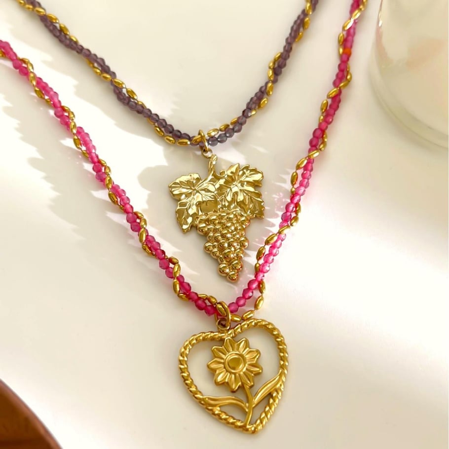 Collana con ciondolo a forma di cuore color oro in acciaio inossidabile da 1 pezzo Immagine4