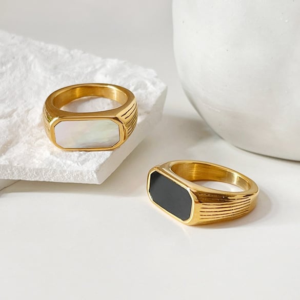 1 Piece Shell Stainless Steel Gold Color Ring 2