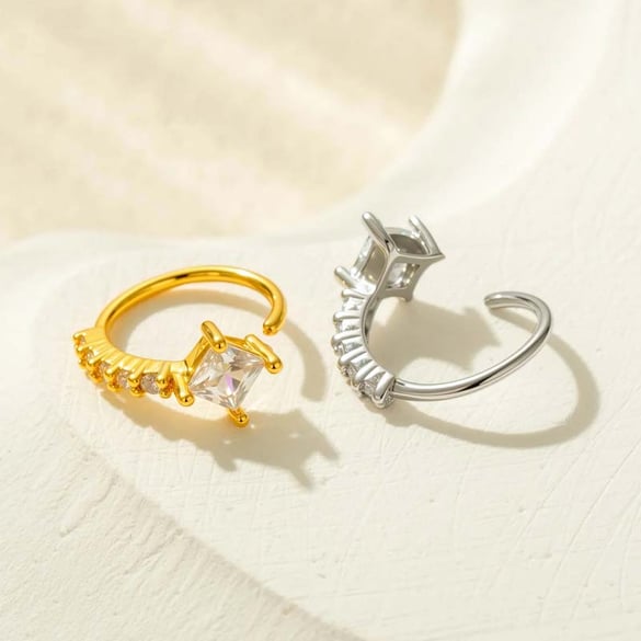 1 Piece Square Copper Gold Color Zircon Women's Nose Stud
