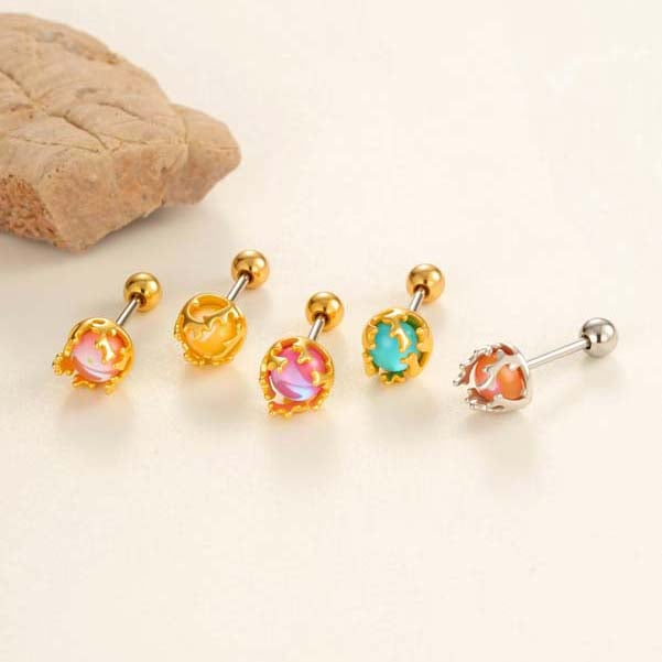 1 Piece Colorful Globular Copper Gold Color Women's Piercings Earrings Picture4