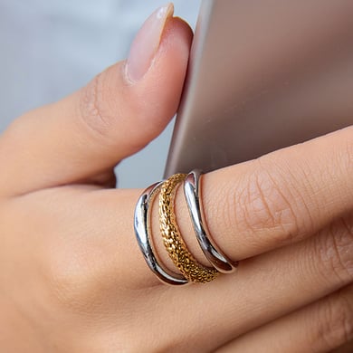 Bague minimaliste géométrique chic en acier inoxydable couleur or, 1 pièce h5 Image5