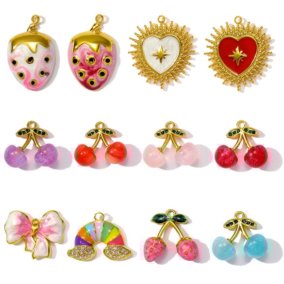 1 Piece Romantic Series DIY Cherry Stainless Steel Gold Color Women's Pendants