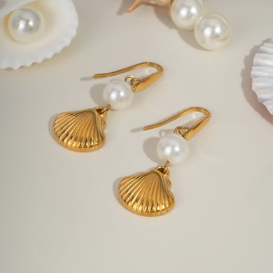1 Paar Oceanic Edelstahl-Tropfenohrringe in Goldfarbe h5 Bild3