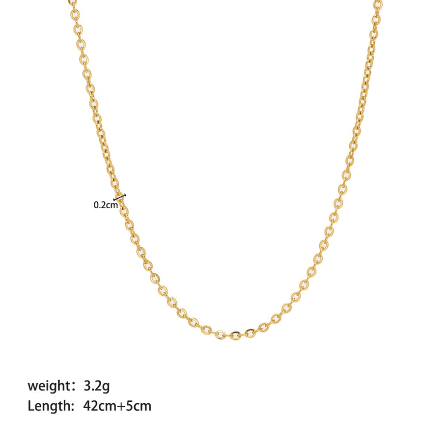1 Piece Classic Stainless Steel Gold Color Chain Necklace 