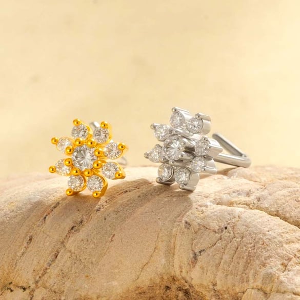 1 Stück Blume Kupfer Gold Farbe Zirkon Damen Nasenstecker