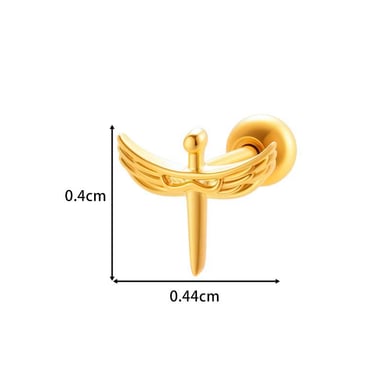 1 Piece Lustrous Cross Copper Gold Color Zircon Women's Piercings Earrings h5 Picture2
