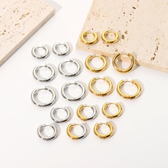 1 Pair Stainless Steel Hoop Earrings 2