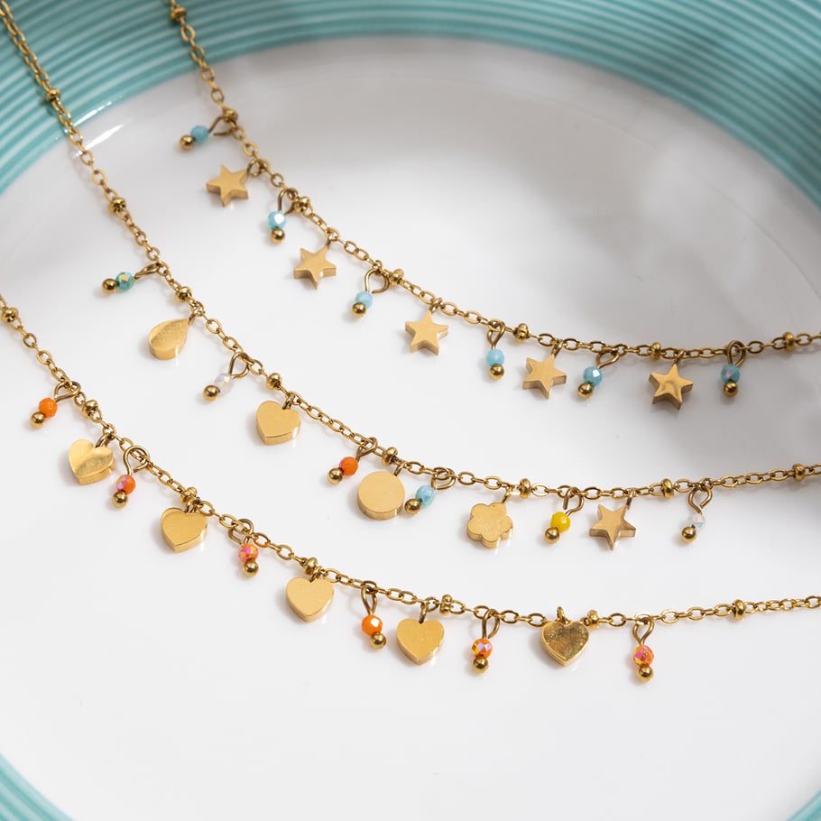 Collier avec pendentif en forme de cœur délicat et mignon en acier inoxydable couleur or pour femme Image3