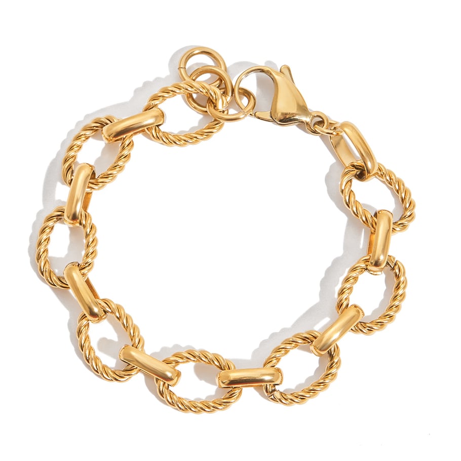 1 Stück Simple Series Daily Twist Edelstahl Goldfarben Damen Kettenarmbänder 