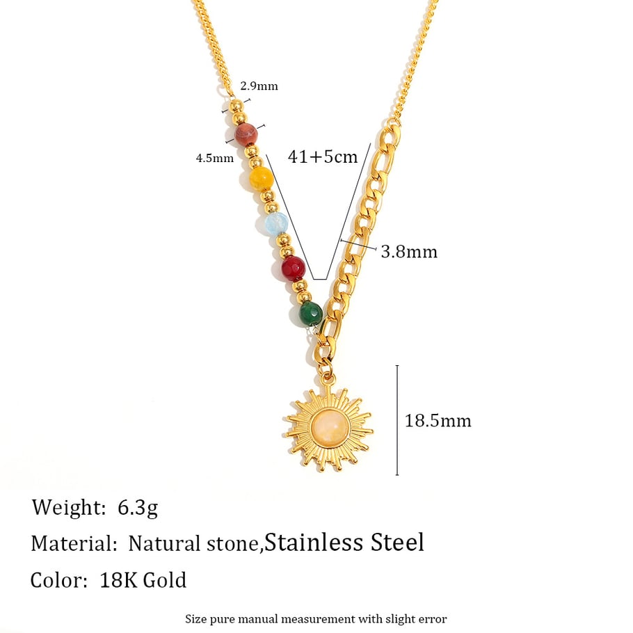 1 paire de colliers à pendentif quotidiens en acier inoxydable pour femme, motif soleil/lune Image5