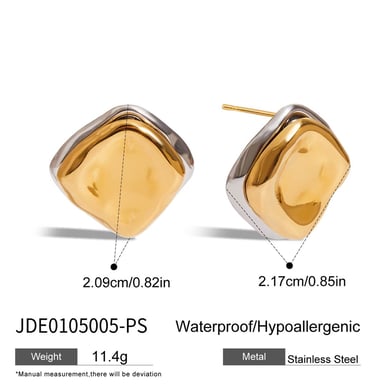 1 paire de boucles d&#39;oreilles à tige rectangulaires en acier inoxydable couleur or pour femme, série Simple h5 Image2