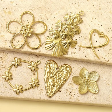 1 Stück Classic Series Daily Flower Edelstahl Goldfarben Damenanhänger h5 Bild2