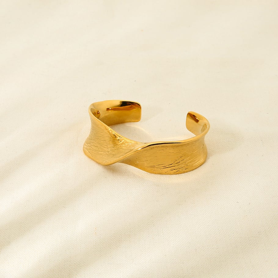 Simple Series Daily Geometric Stainless Steel Gold Color Women's Bangles h5Picture2