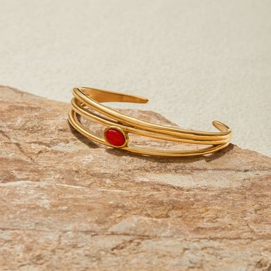 Bracelet classique en acier inoxydable couleur or pour femme, 1 pièce h5 Image6