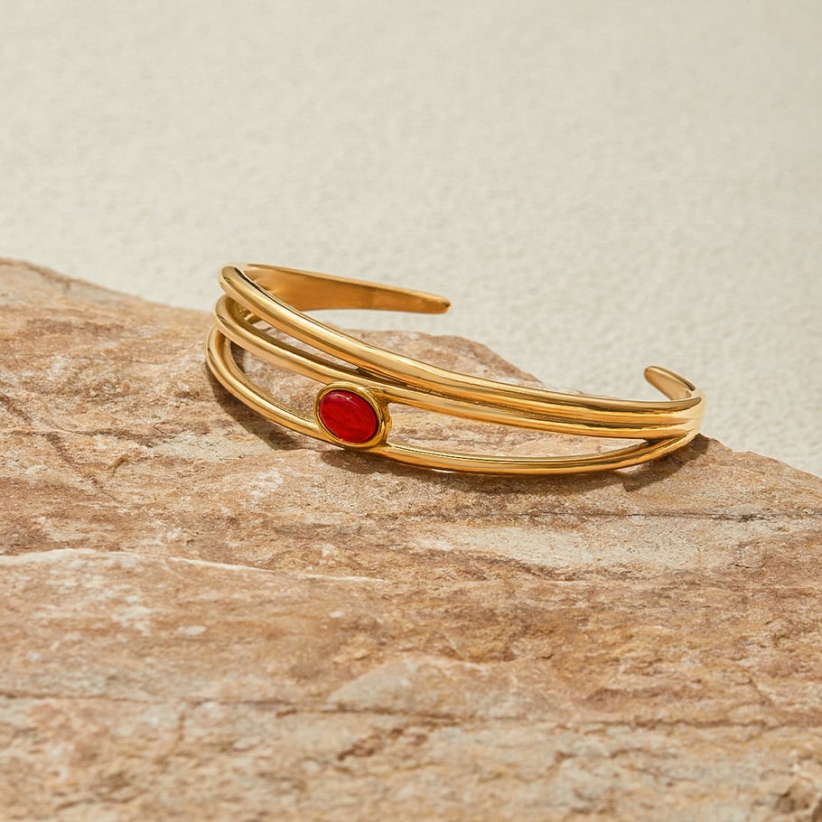 Bracelet classique en acier inoxydable couleur or pour femme, 1 pièce Image6