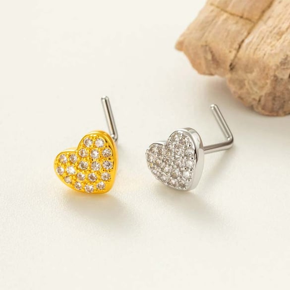1 Piece Copper Gold Color Zircon  Nose Stud 2