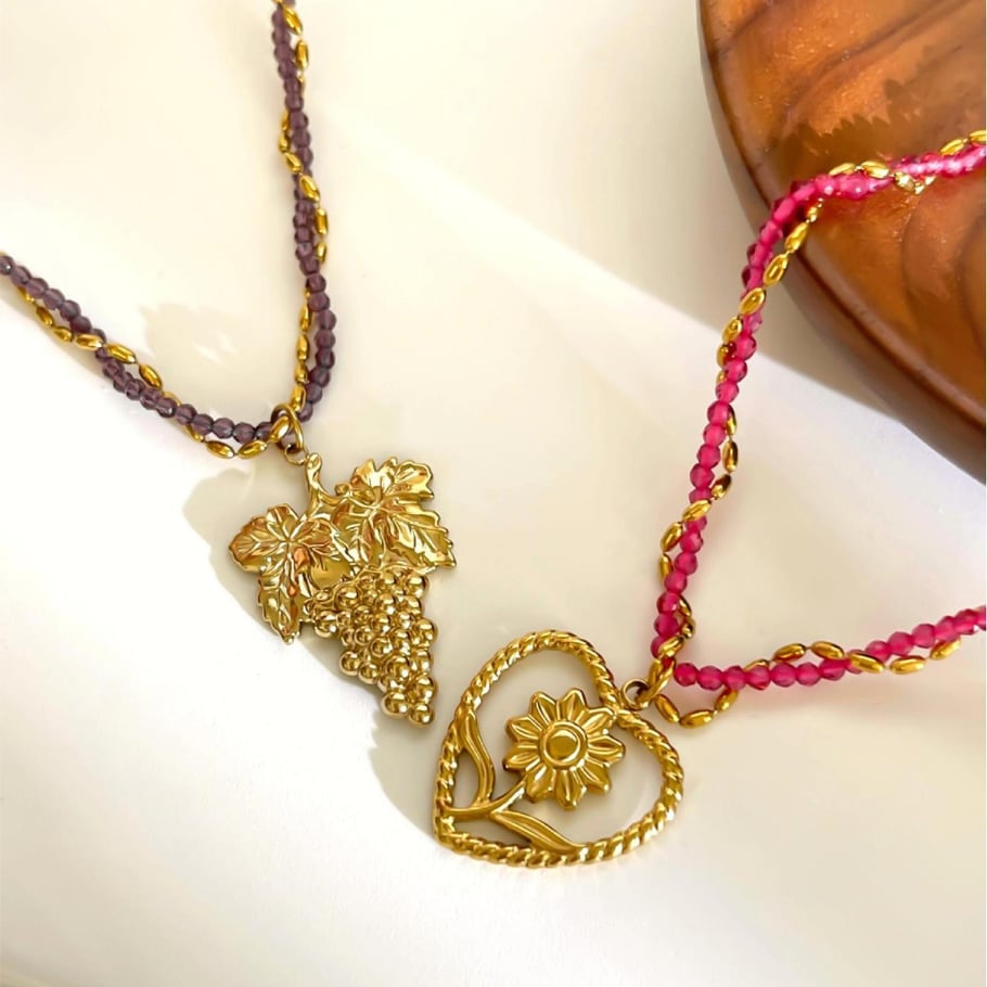Collana con ciondolo a forma di cuore color oro in acciaio inossidabile da 1 pezzo Immagine5
