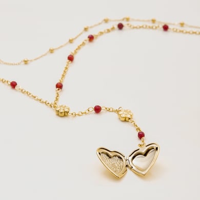 Collier multicouches sophistiqué en acier inoxydable doré pour femme, 1 pièce, motif cœur h5 Image6