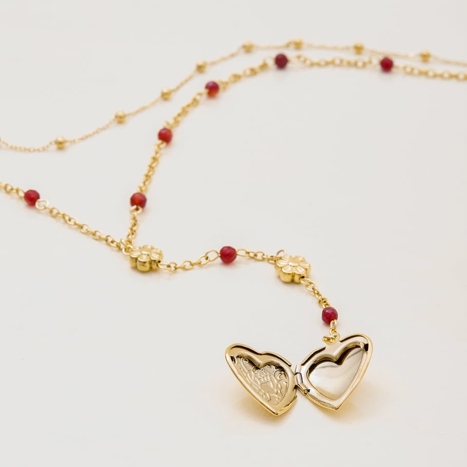 Collier multicouches sophistiqué en acier inoxydable doré pour femme, 1 pièce, motif cœur Image6