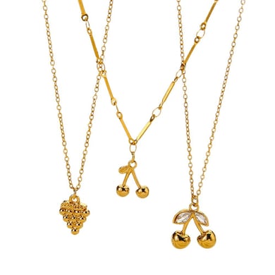 Romantic Series Sweet Plant Stainless Steel  Gold Color Zircon Women's Pendant Necklaces h5 Picture5
