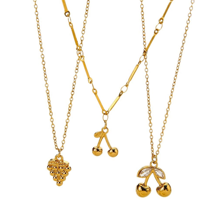 Romantic Series Sweet Plant Stainless Steel  Gold Color Zircon Women's Pendant Necklaces Picture5